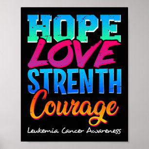 Póster Coraje de fuerza de amor - Conciencia sobre el cán