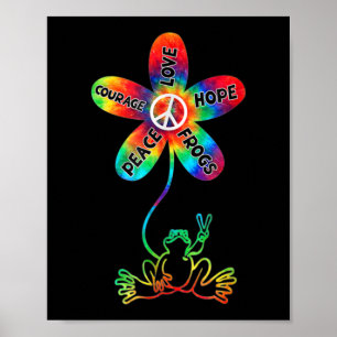 Póster Coraje de la Paz Amor Esperanza Ranas Hippie