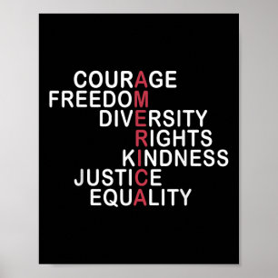 Póster Coraje Libertad Diversidad Derechos Amabilidad Jus