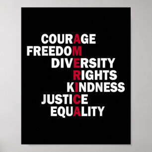 Póster Coraje Libertad Diversidad Derechos Bondad Justici