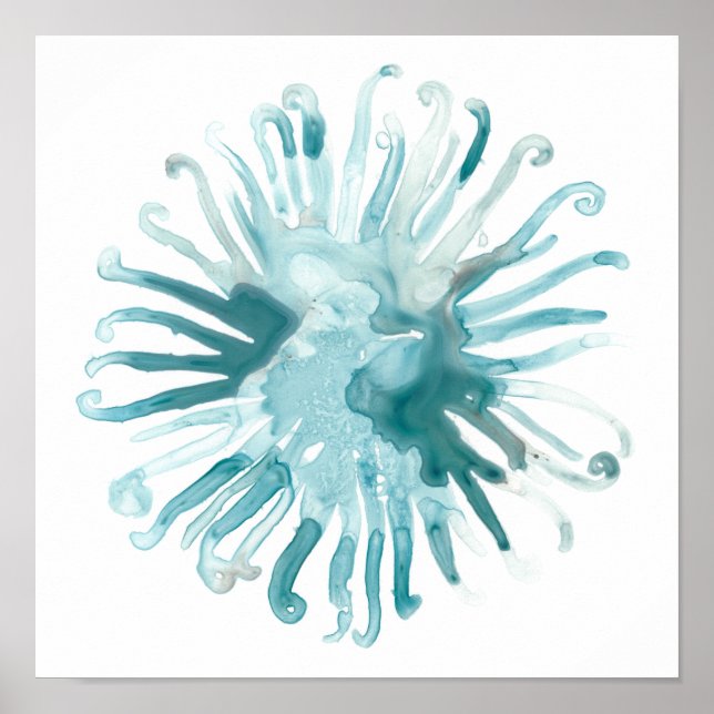 Póster Coral acuarela - Azul 2 (Frente)