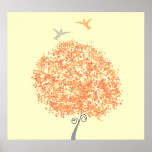 Póster Coral caprichoso y árbol gris - invitaciones a jue
