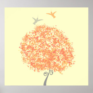 Póster Coral caprichoso y árbol gris - invitaciones a jue