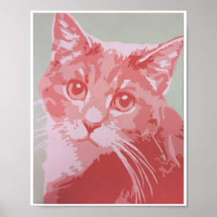 Póster Coral Cat Print