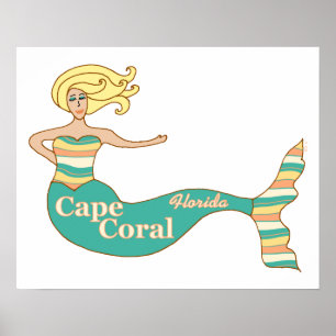 Póster Coral de Cabo, sirena de FL
