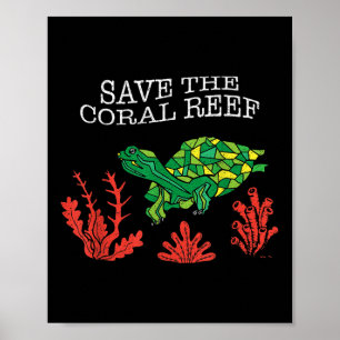 Póster Coral de tortuga salva el medio ambiente de los ar
