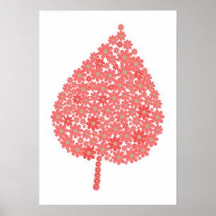 Póster Coral Floral Leaf Design – Boho Botanical Leaf Mad