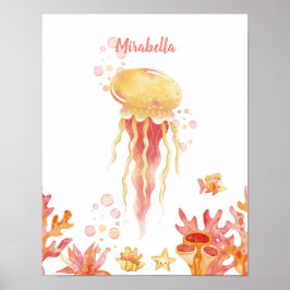 Póster Coral Reef Dreams Jellyfish personalizable