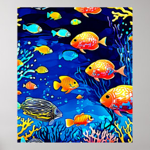 Póster Coral Reef Fish Art
