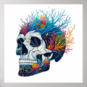 Póster Coral Reef Skull
