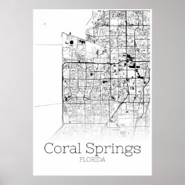Póster Coral Springs Map - Florida - Poster de Mapas de l