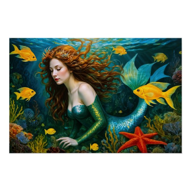 Póster "Coralyn" - Hermosa sirena mística (Anverso)