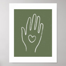 Póster Corazón a mano Dusty Green Art Print
