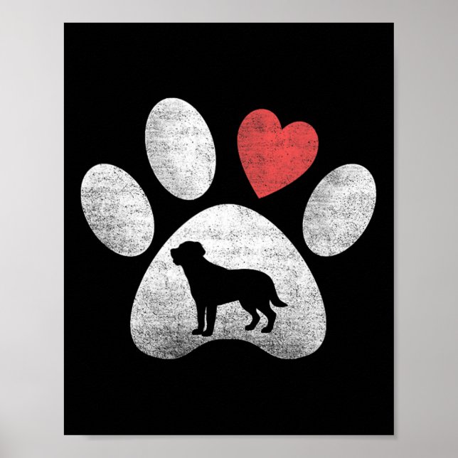 Póster Corazón Amor Perro Pata Labrador Retriever San Val (Frente)