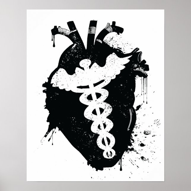 Póster corazón anatómico caduceus (Frente)
