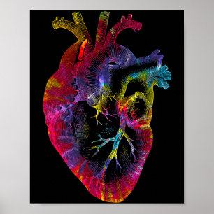 Póster Corazón anatómico de día de San Valentín Tie Dye p
