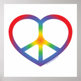 Póster Corazón arcoiris, amor, signo de paz
