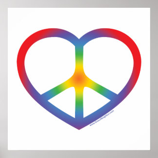 Póster Corazón arcoiris, amor, signo de paz