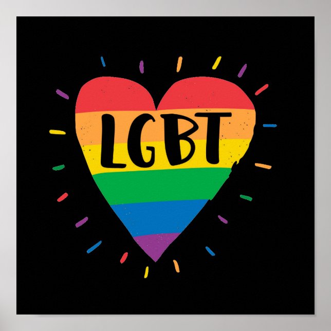 Póster Corazón arcoiris LGBT (Frente)