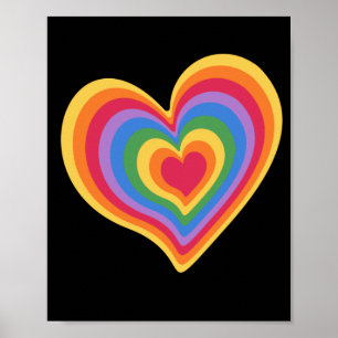 Póster Corazón arcoiris. Orgullo por el amor gay