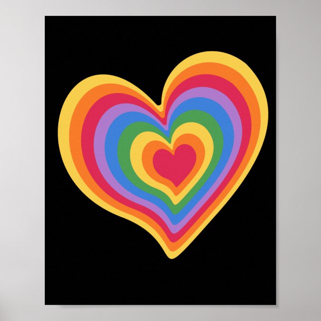 Póster Corazón arcoiris. Orgullo por el amor gay (Frente)