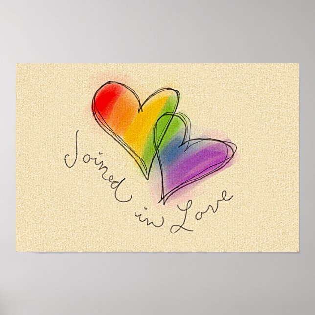 Póster Corazón arcoiris unido en el amor (Frente)
