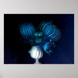 Póster Corazón azul en negro