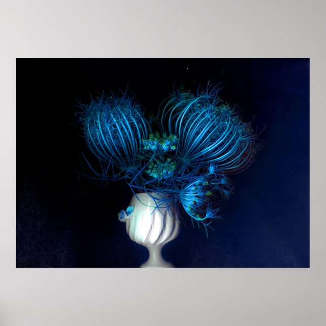 Póster Corazón azul en negro (Frente)