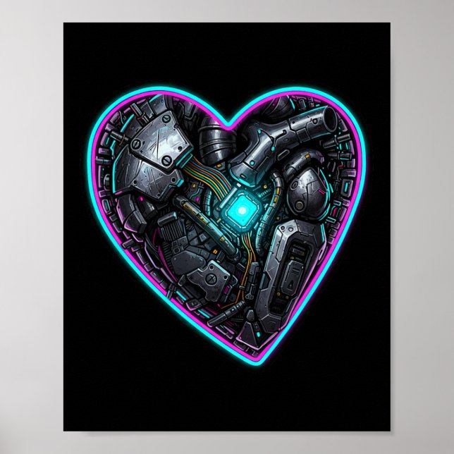 Póster Corazón ciberpunk Pulso de San Valentín  (Frente)