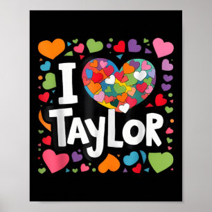 Póster Corazón colorido Mi Nombre Es Taylor Nombre