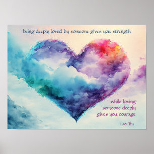 Póster Corazón de acuarela de cita inspiradora