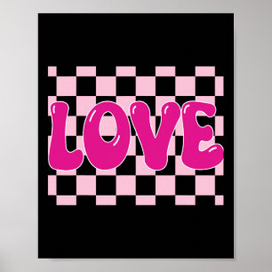 Póster Corazón de amor a cuadros retro genial Amor retro 