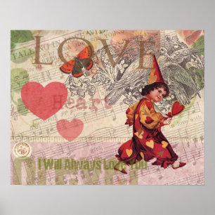Póster Corazón de amor Dulce corazón San Valentín Querubí