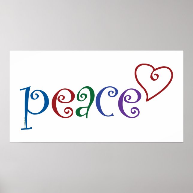 Póster Corazón de amor, paz (Frente)
