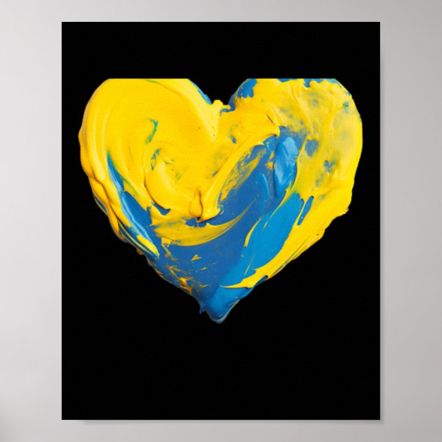 Póster Corazón de arcilla Ucrania Azul y Amarillo  (Frente)