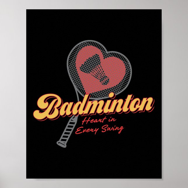 Póster Corazón De Badminton En Cada Diseño De Swing (Frente)