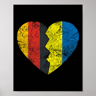 Póster Corazón de bandera alemana ucraniana Alemania Ucra