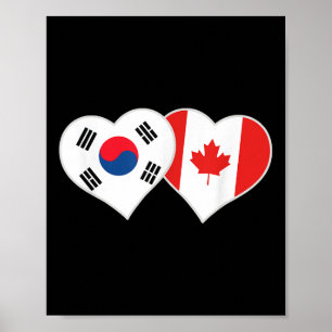 Póster Corazón de bandera coreana canadiense para Corea d