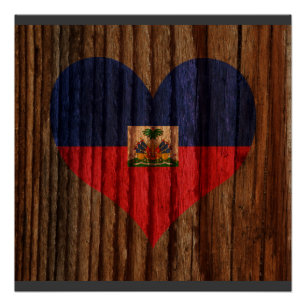 Póster Corazón de bandera de Haití sobre el tema de la ma