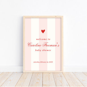 Póster Corazón de bienvenida moderno con franja rosa para