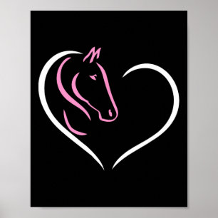 Póster Corazón de Caballo Cute Caballo Montando Ecuestria