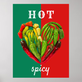 Póster Corazón de chile verde picante picante