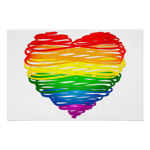 Póster Corazón de colores de arcoíris de SlipperyJoe gara