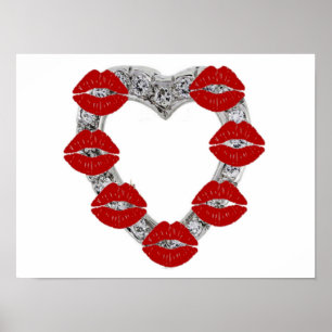 Póster Corazón de diamante poster con besos