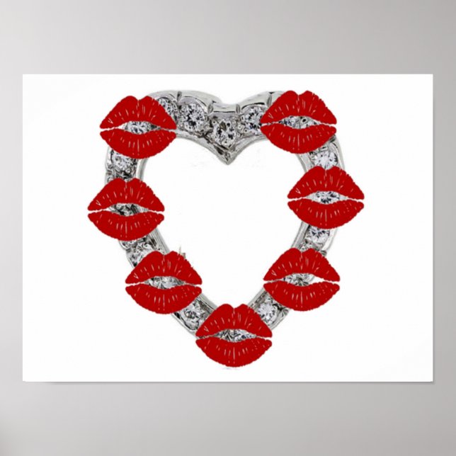 Póster Corazón de diamante poster con besos (Frente)