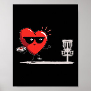 Póster Corazón de Discgolf Disc Golf Golfista Día de San