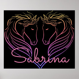 Póster Corazón de doble cabeza de caballo personalizado