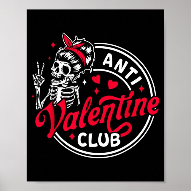 Póster Corazón de esqueleto anti día de San Valentín dive (Frente)