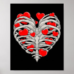 Póster Corazón de esqueleto caja torácica rayos X adultos