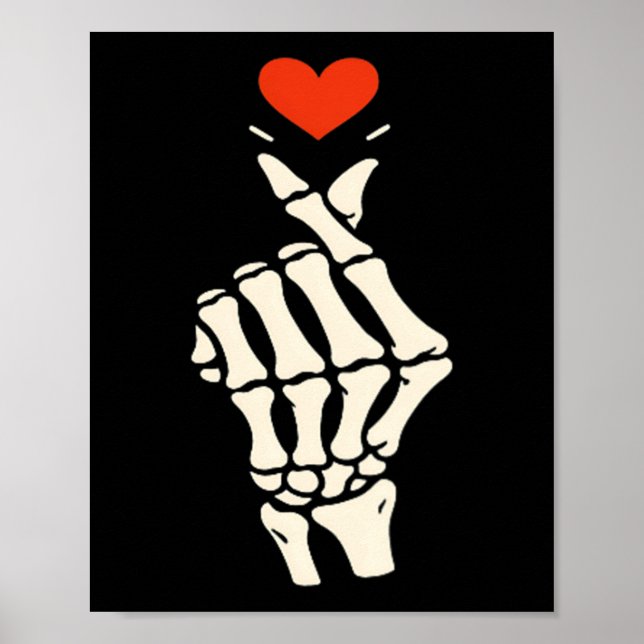 Póster Corazón de esqueleto mano Halloween San Valentín n (Frente)